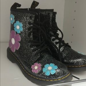Dr. Martens Black Glitter Floral Boots